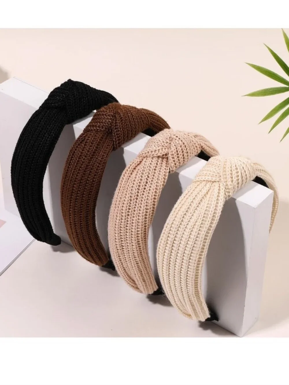 4pcs Knotted Headbands for WomenNeutral Fall Wide Knitted Headbands